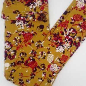 LULAROE DISNEY LEGGINGS ONE SIZE MINNIE MOUSE FLOWERS YELLOW